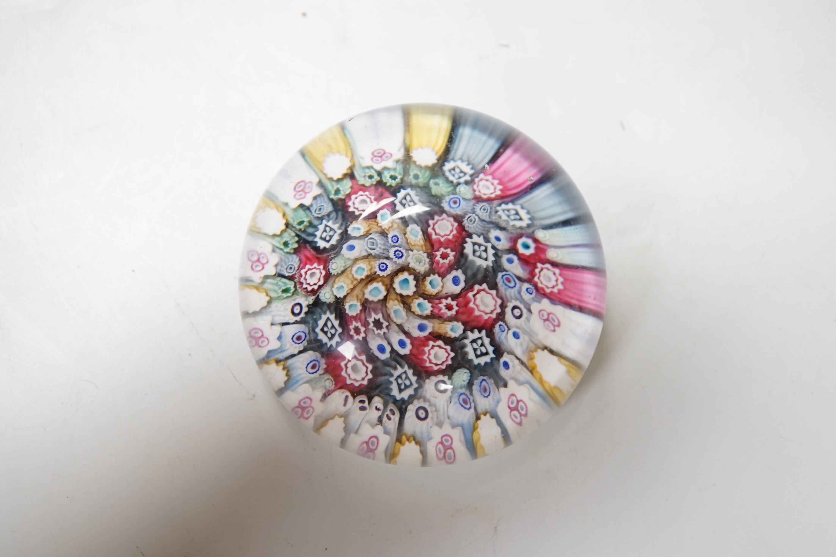 An English millefiori paperweight '1848', 8cm diameter